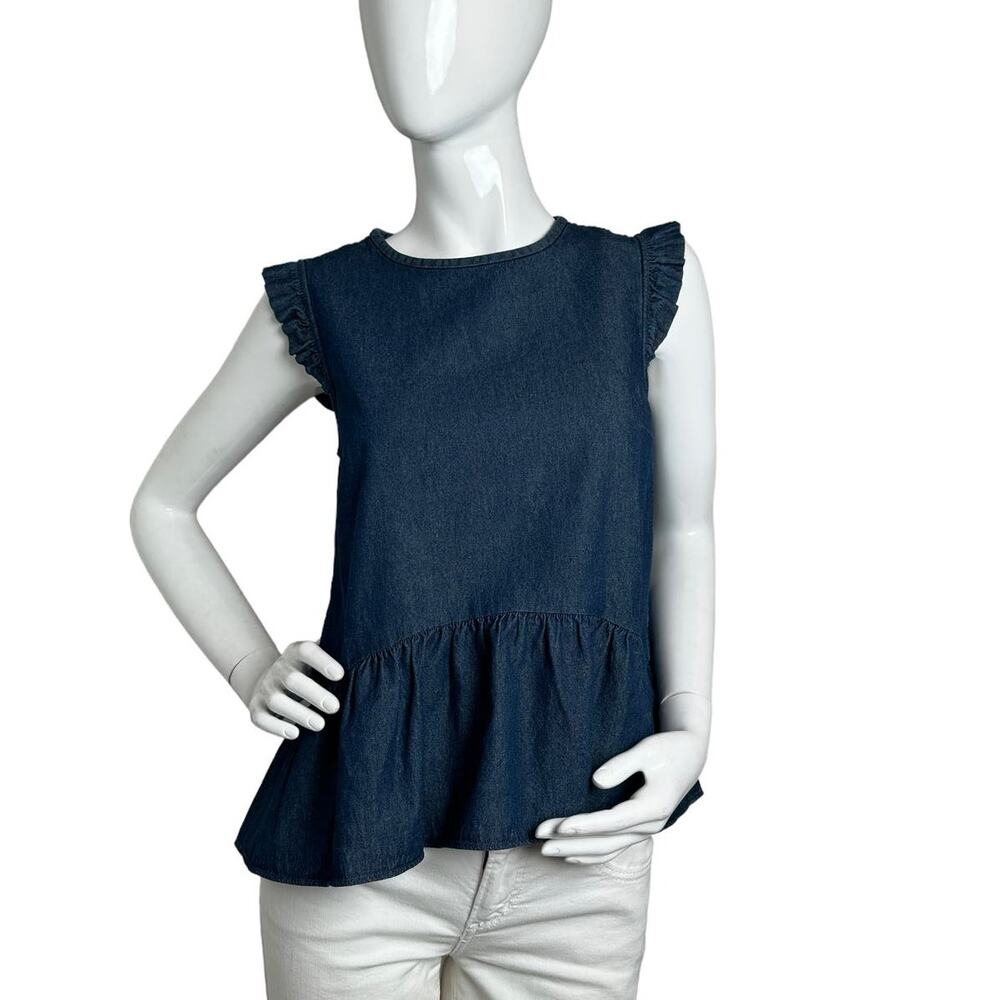 Kate Spade Chambray Flounce Top size 4  Casual Indigo